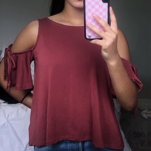 cold shoulder red top